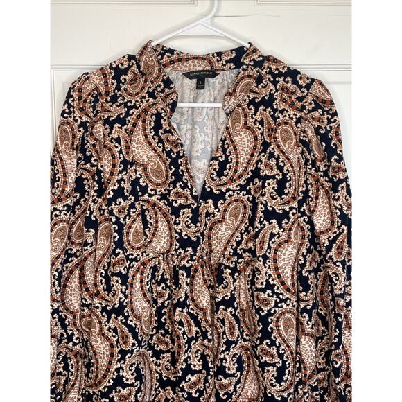 Banana Republic Women's Boho Paisley Corduroy Mini Dress Sz L 70s Peasant Flowy - Picture 2 of 15